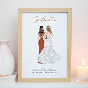 Bridesmaid Print Gift, Thank You For Being My Bridesmaid, A4 Bridesmaid Print, Maid of Honour Gifts, Personalised Bridesmaid Gifts, #P025