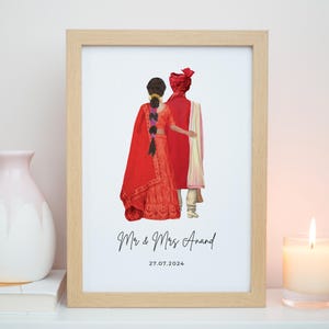 Impression mariage Mr et Mme, cadeaux de mariage personnalisés, impression mariage jeunes mariés, cadeaux de mariage, cadeaux pour couples, mariage indien # P044