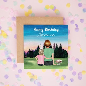 Carte d'anniversaire personnalisée grand-mère, carte de joyeux anniversaire nounou, carte d'anniversaire grand-mère, carte d'anniversaire petit-enfant, cartes d'anniversaire pour enfants #765