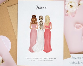 Personalised Maid of Honour Card, Will You Be My Bridesmaid, Bridesmaid Proposal Cards, Bridesmaid Gift, Bridesmaid Maid of Honour Card #764