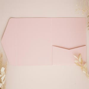 Rose Pink 5x7 Pocketfold Envelopes for Wedding Invitations, Tri Fold Wallet Invitation Pockets, Blank Folio Card Holders, DIY A6 Envelope