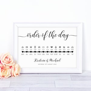 Order of The Day // Order of Wedding Events // Monochrome Simple Design // Wedding Signs // Printed or Printable // Design Style #5004