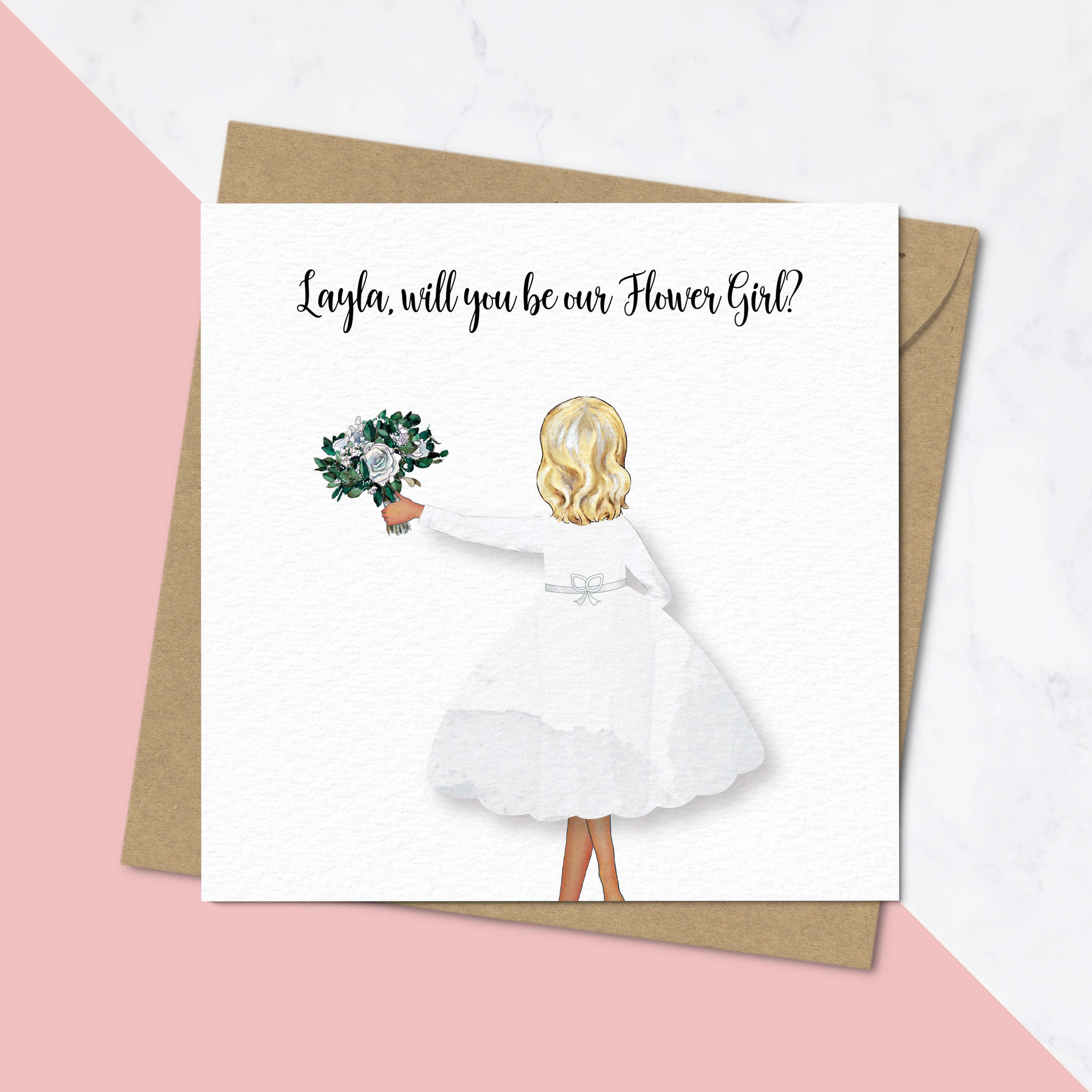 Will you be our Bridesmaid/Maid of Honour/Flower Girl Card Handmade Personalised 