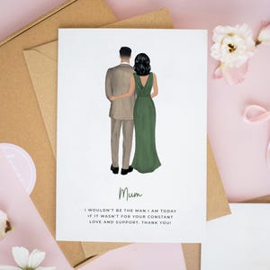 Thank You Mum Wedding Card, Personalised Mother of the Groom Card, Thank You Mum, To My Mum On My Wedding Day Card, Mother In Law Card #898