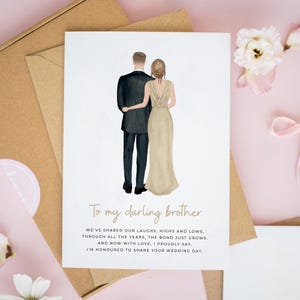 To My Brother on Your Wedding Day Card, Personalised Bride and Brother Card, Wedding Morning Card from Sister, Sentimental Poem Card #1032