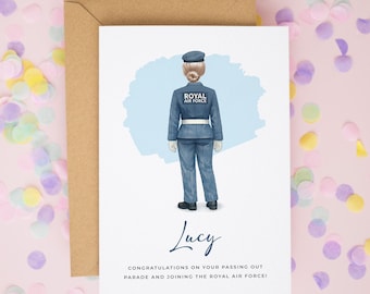 Personalised British RAF Passing Out Parade Card, Royal Air Force Congratulations, Joining The RAF Gift, Military Wife or Daughter #1151