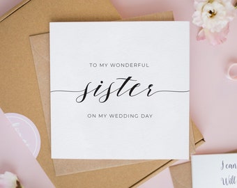 To My Sister On My Wedding Day Card, Personalised Wedding Cards, Sister of the Bride Card, Maid of Honour Cards, Bridesmaid Proposal #795