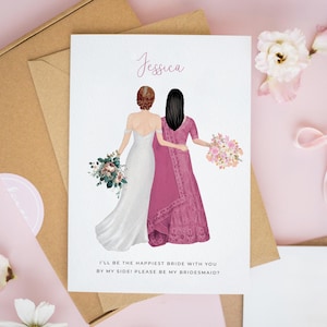Personalised Indian Will You Be My Bridesmaid Card, Bridesmaid Proposal Card, Bridesmaid Card, Thank You Bridesmaid Gift, Asian Wedding #901