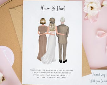 Will You Both Give Me Away Card, Personalised Wedding Cards, To My Parents on My Wedding Day Card, Mother and Father of the Bride, #637