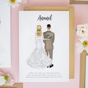 Brother, Will You Give Me Away? Will You Walk Me Down The Aisle, Brother of the Bride Gift, Wedding Cards, Uncle of The Bride Card #636