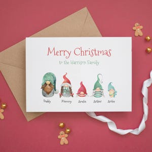 Gnome Family Christmas Card, Personalised Christmas Cards, Gonks Family Christmas Card, Family Christmas Cards, Pack of Christmas Cards #754