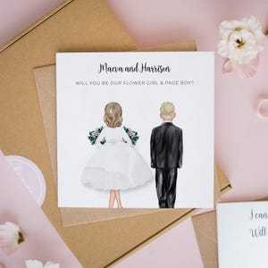 Flower Girl & Page Boy Card, Ring Bearer Card, Wedding Cards, Bridal Party Cards, Personalised Cards, Will You Be My Flower Girl, Usher #601