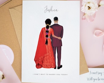 Personalised Indian Groom Wedding Card, Asian Wedding Cards, Pakistani Wedding Card, To My Groom Cards, On Our Wedding Day Cards #853