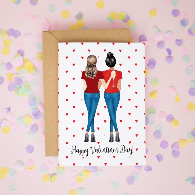 Girlfriend Valentine's Day Card, Mrs & Mrs Valentine's Card, Valentine's Cards for Wife, Valentine's Day Card for Her, Same Sex Couple 542 image 1