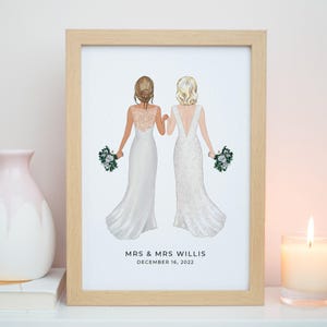 Personalised Mrs & Mrs Print, Bride and Bride Print, On Your Wedding Day Gift, Wedding Present, 1st Wedding Anniversary, Wedding Gifts #P030