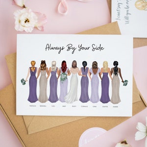 Always By Your Side Wedding Card, Personalised Bridesmaid Proposal Cards, Card To The Bride, On Your Wedding Day Card, Gift for Bride #604
