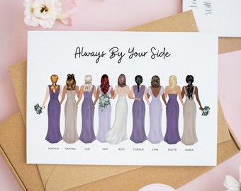 Always By Your Side Wedding Card, Personalised Bridesmaid Proposal Cards, Card To The Bride, On Your Wedding Day Card, Gift for Bride #604