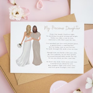 To My Daughter on Her Wedding Day Card, Personalised Wedding Day Cards, Mother of the Bride Cards, Sentimental Keepsake Wedding Cards #978