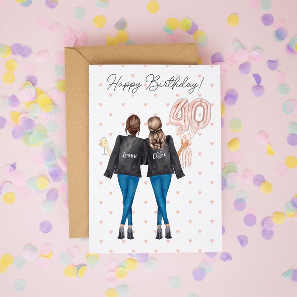 40th Birthday Card, Sister Birthday Card, Best Friend Birthday Card, Forty Birthday, Friendship Card, 40th Birthday Gift Personalised #615