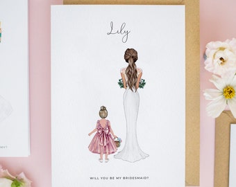 Personalised Flower Girl Card, Thank You For Being My Junior Bridesmaid, Young Bridesmaid Card, Will you Be My Flower Girl Cards  #586