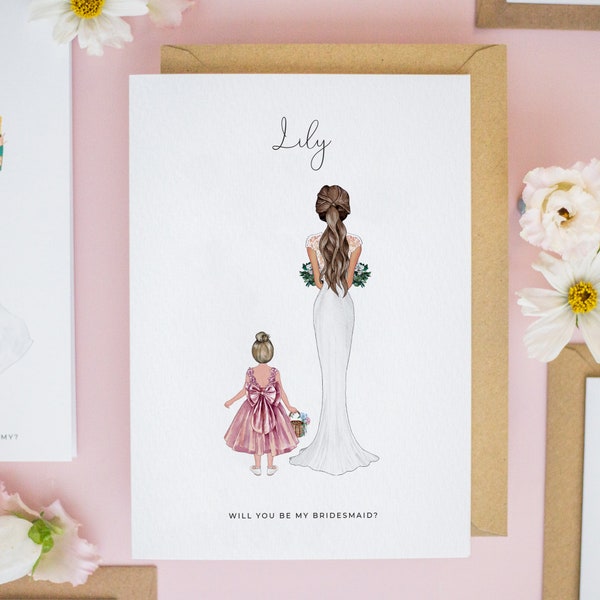 Personalised Flower Girl Card, Thank You For Being My Junior Bridesmaid, Young Bridesmaid Card, Will you Be My Flower Girl Cards  #586