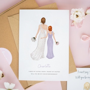Will You Be My Junior Bridesmaid Card, Flower Girl Cards, Bridesmaid Proposal Cards, Bridesmaid Gift, Personalised Flower Girl Card #790