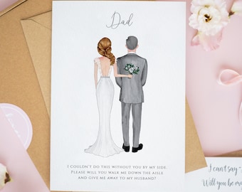 Dad Will You Give Me Away Card, Will You Walk Me Down The Aisle Card, Dad Wedding Day Card, Father of the Bride Gifts, Personalised #755