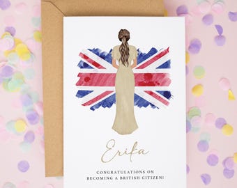 Personalised British Citizenship Card, Congratulations on Becoming a British Citizen, New UK Citizen Keepsake Card, ILR Greeting Card #1113