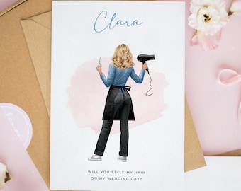 Personalised Wedding Hair Stylist Proposal Card, Will You Do My Bridal Hair Card, Hairdresser Wedding Card, Thank You Hair Stylist #1018