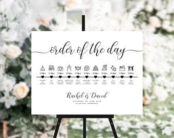 Wedding Order of the Day Sign, Order of Events Sign, Wedding Signs, Welcome Sign Board, Foam Board Wedding Sign, Printable Wedding #5034