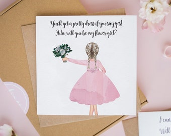 Personalised Flower Girl Proposal Card, Will You Be Our Flower Girl, Flower Girl Cards, Junior Bridesmaid Cards, Young Bridesmaid Card #322