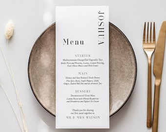 Personalised Wedding Table Menus, Wedding Place Cards, Modern Wedding Stationery, Menus, Wedding Reception Menus, Menu Cards #WTM-011