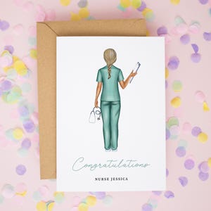 Carte de félicitations pour infirmière, carte personnalisée de diplôme en soins infirmiers, carte de santé au travail, carte de médecin, cartes de remise des diplômes, infirmière britannique #873
