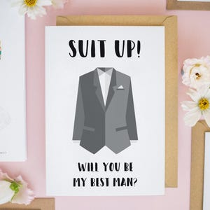 Personalised Suit Up! Cards, Be My Best Man Card, Bachelor Party Cards, Will You Be My Groomsman, Personalised Groomsman Proposal #45