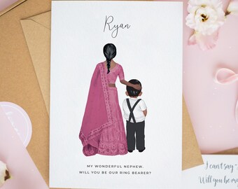 Personalised Indian Ring Bearer Card, Asian Wedding Cards, Pakistani Wedding Card, Will You Be Our Page Boy Card, Junior Groomsman Card #856