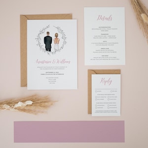 Benutzerdefinierte Braut & Bräutigam Hochzeitseinladungspaket, Einladungspaket, Einladungsvorlage, Hochzeit lädt ein, Print at Home Option, Design #2442