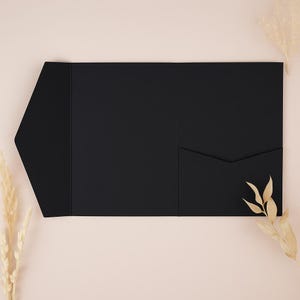 Portafoglio per inviti di nozze tascabile nero, tasche per inviti di nozze, cancelleria per nozze monocromatica, buste nere 5x7", Pocketfolders