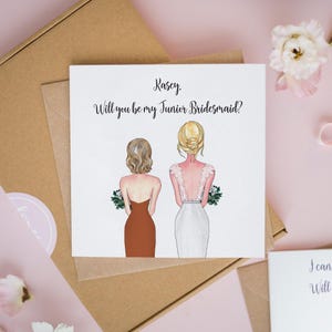 Junior Bridesmaid Card, Thank You For Being My Junior Bridesmaid, Young Bridesmaid Card, Bridal Proposal Cards, Personalised Bridesmaid #458