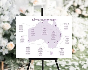 Australia Wedding Seating Chart: Travel Destination Table Plan