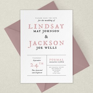 Wedding Save the Date Cards, Blush Pink Save the Dates, Save the Dates, Wedding Invitations, Personalised Wedding Invitations, Design 041 image 8