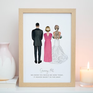 Lámina personalizada de ángel de la abuela, lámina de ángel de la abuela, lámina de pérdida de la abuela, láminas para el día de la boda, regalo de duelo, sabemos que estarías aquí hoy #P036
