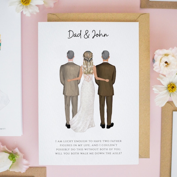 Dad & Step Dad Wedding Card, Will You Both Give Me Away Card, Will You Walk Me Down The Aisle Card, Uncle Wedding Card, Brother Wedding #640