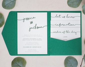 Invitaciones de boda verdes con bolsillo, sobre de 11,4 x 15,8 cm, apto para invitaciones personalizadas tamaño A6 del Reino Unido.