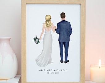 Personalised Mr & Mrs Print, Bride and Groom Print, On Your Wedding Day Gift, Wedding Present, 1st Wedding Anniversary, Wedding Gifts #P029