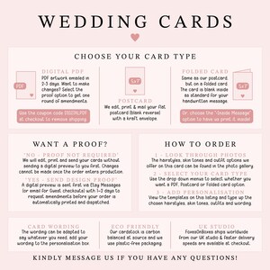 a wedding card with instructions to choose the wedding card