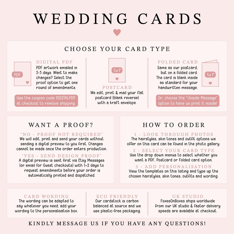 a wedding card with instructions to choose the wedding card