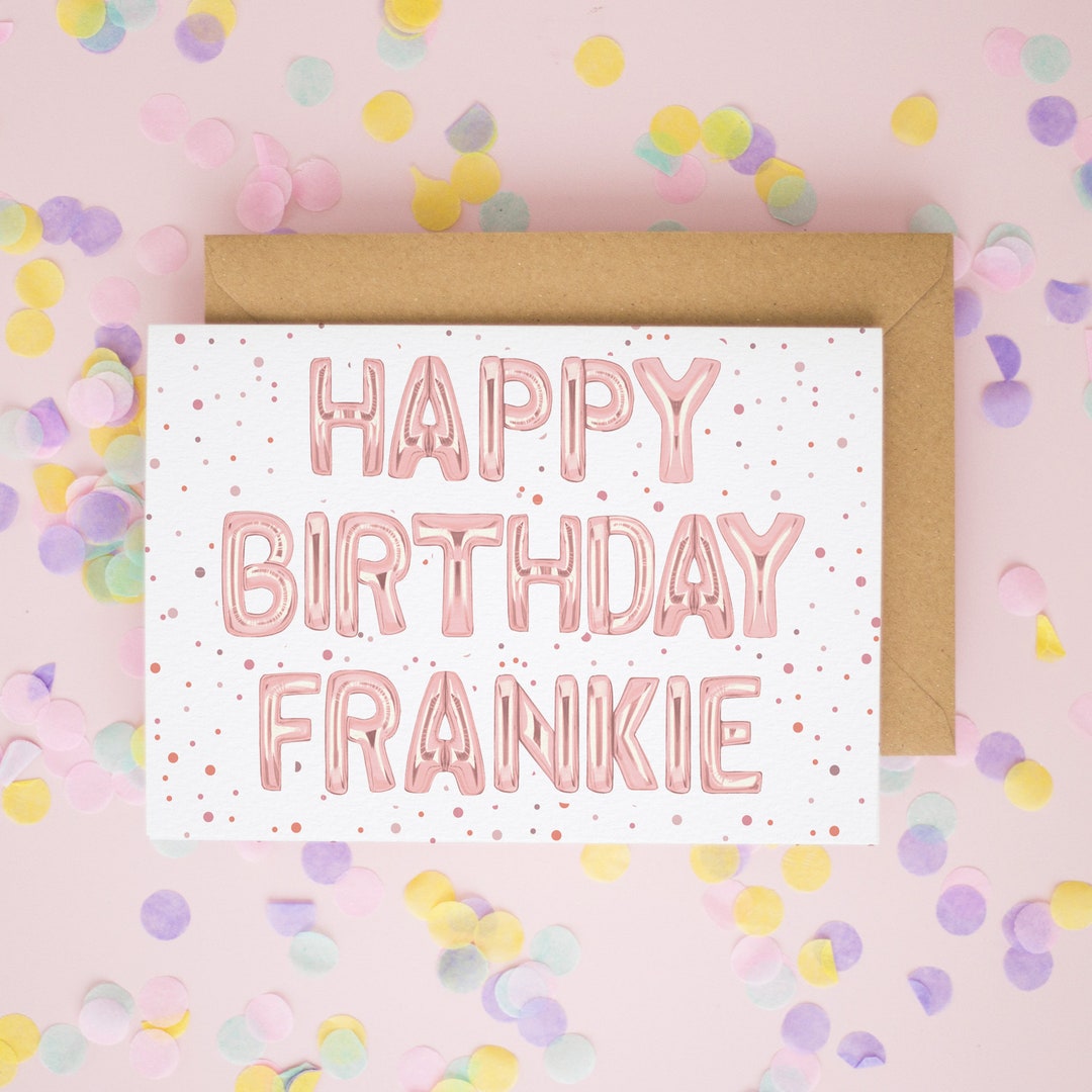 Rose Gold Balloon Birthday Card, Happy Birthday Card, Personalised ...