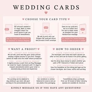 a wedding card with instructions to choose the wedding card