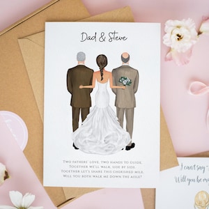 Dad & Step Dad Wedding Card, Will You Both Walk Me Down The Aisle, Will You Give Me Away, Personalised Father of The Bride Wedding Card #823