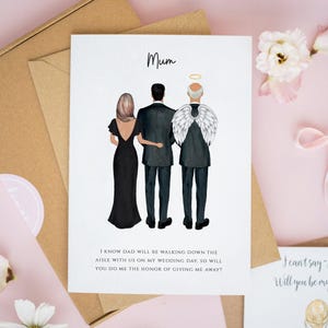 Mum, Will You Give Me Away Card, Angel Dad, Wedding Cards for Mum, Mum Will You Walk Me Down The Aisle Card, Mother of the Groom Card #786